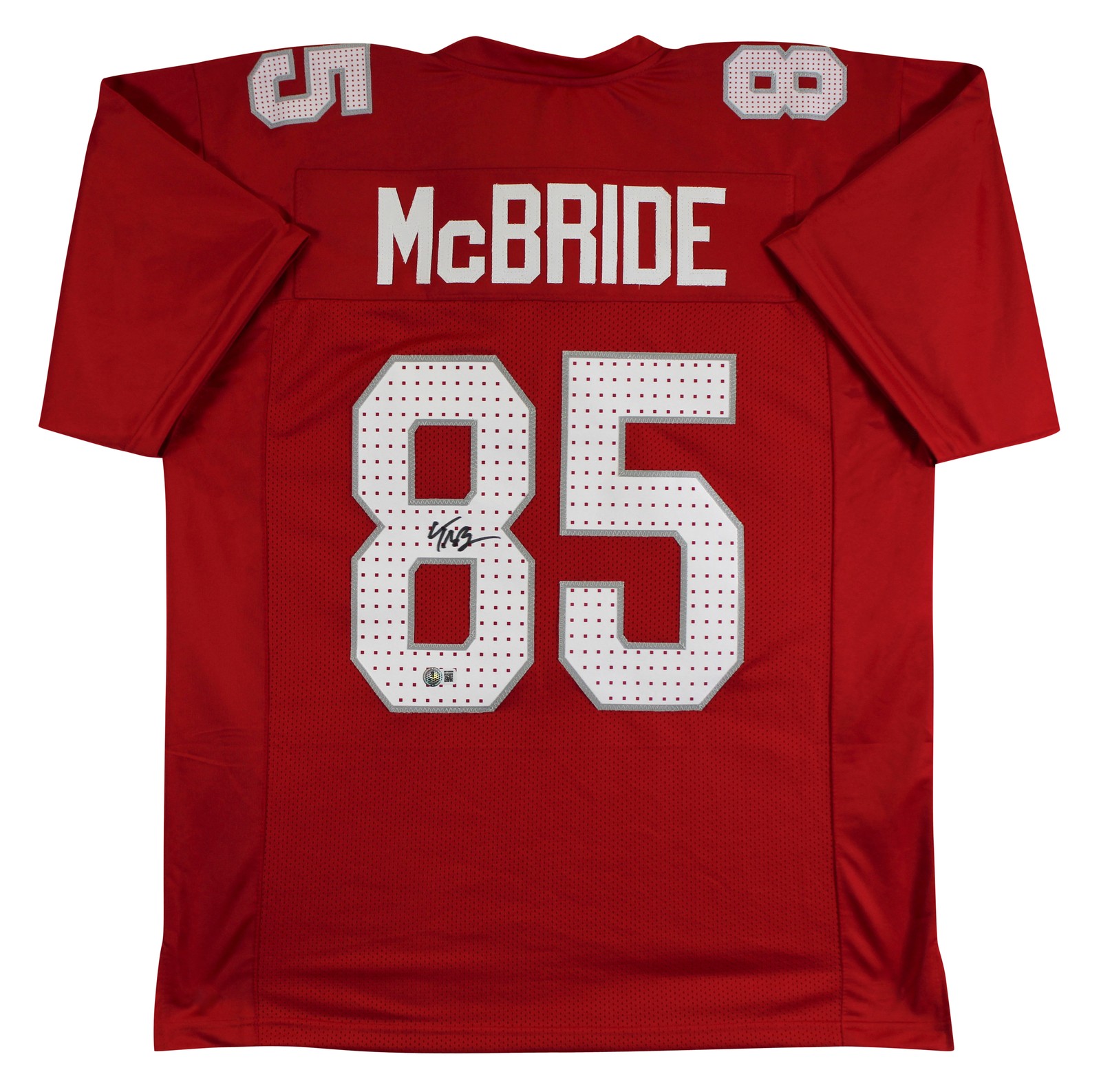 Trey McBride Authentic Signed Red Pro Style Jersey Autographed BAS Witnessed 2