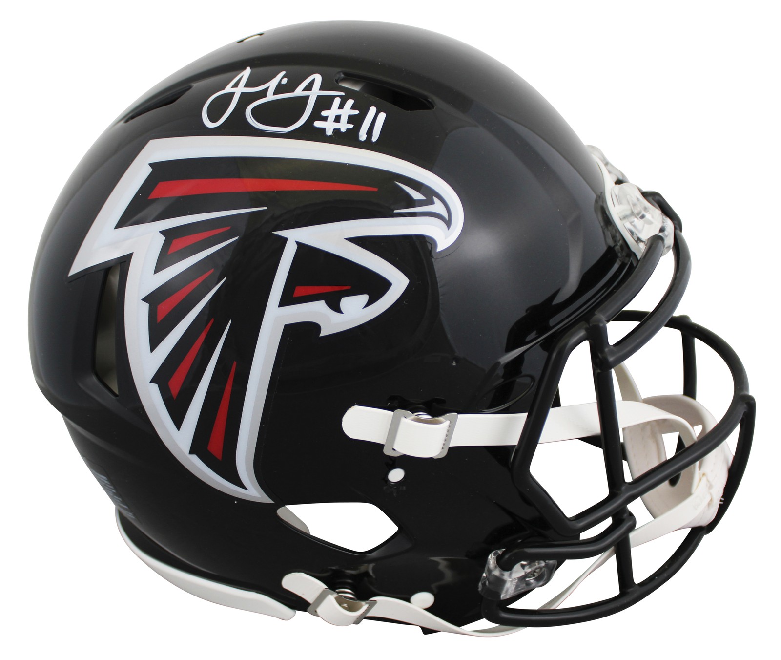 Falcons Julio Jones Signed 2003-19 TB Full Size Speed Proline Helmet BAS Witness