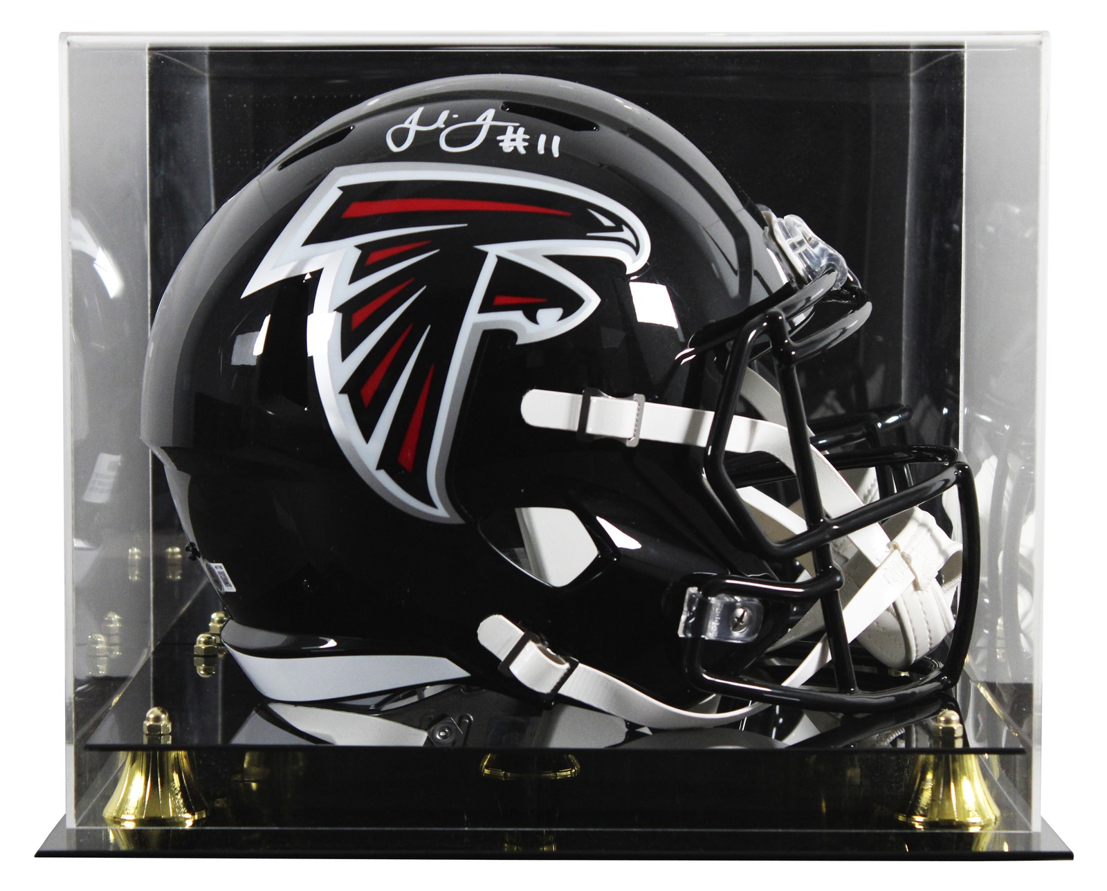 Falcons Julio Jones Signed 2003-19 TB Full Size Speed Rep Helmet W/ Case BAS Wit