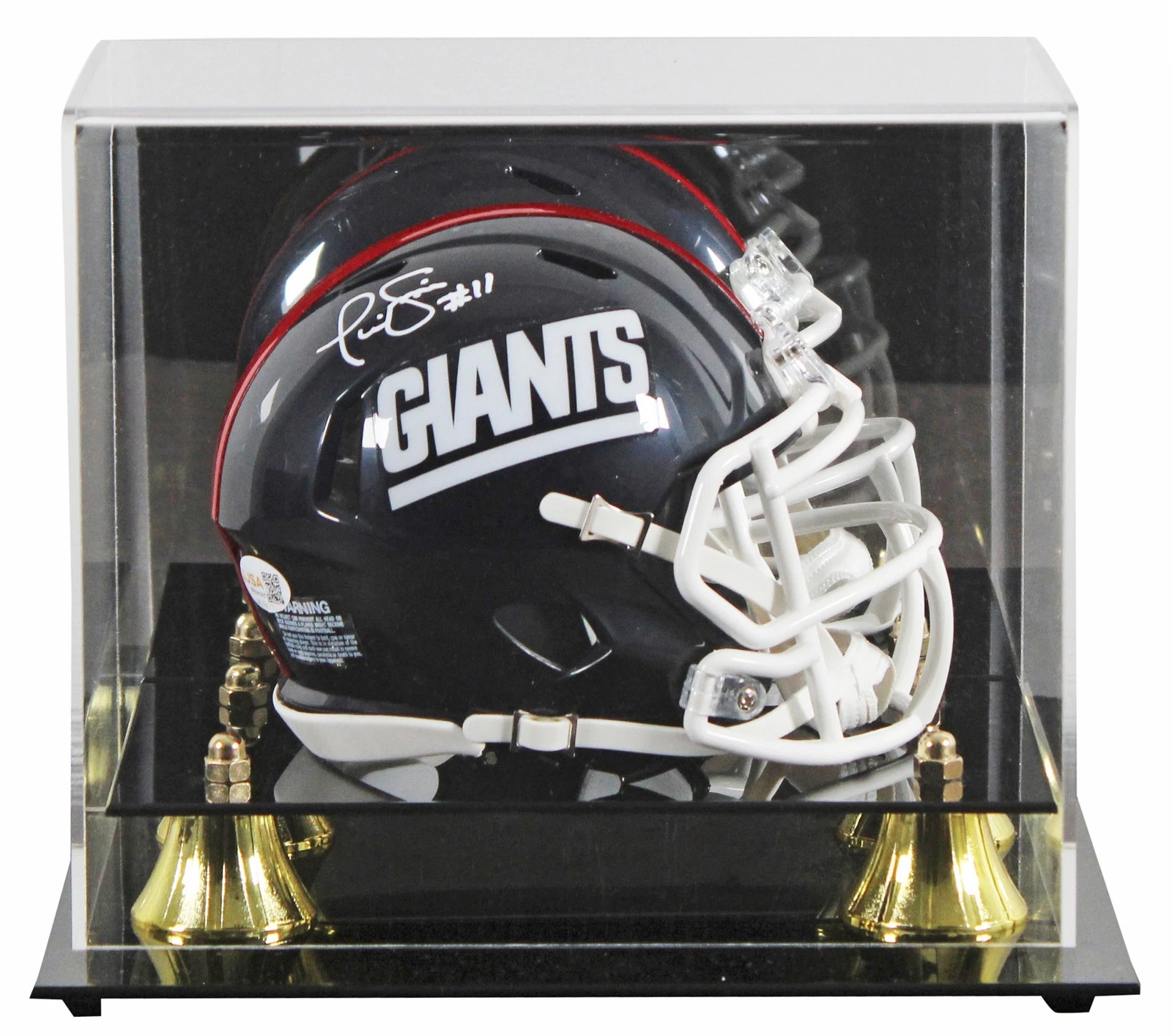 Giants Phil Simms Authentic Signed 1981-98 TB Speed Mini Helmet w/ Case JSA Wit