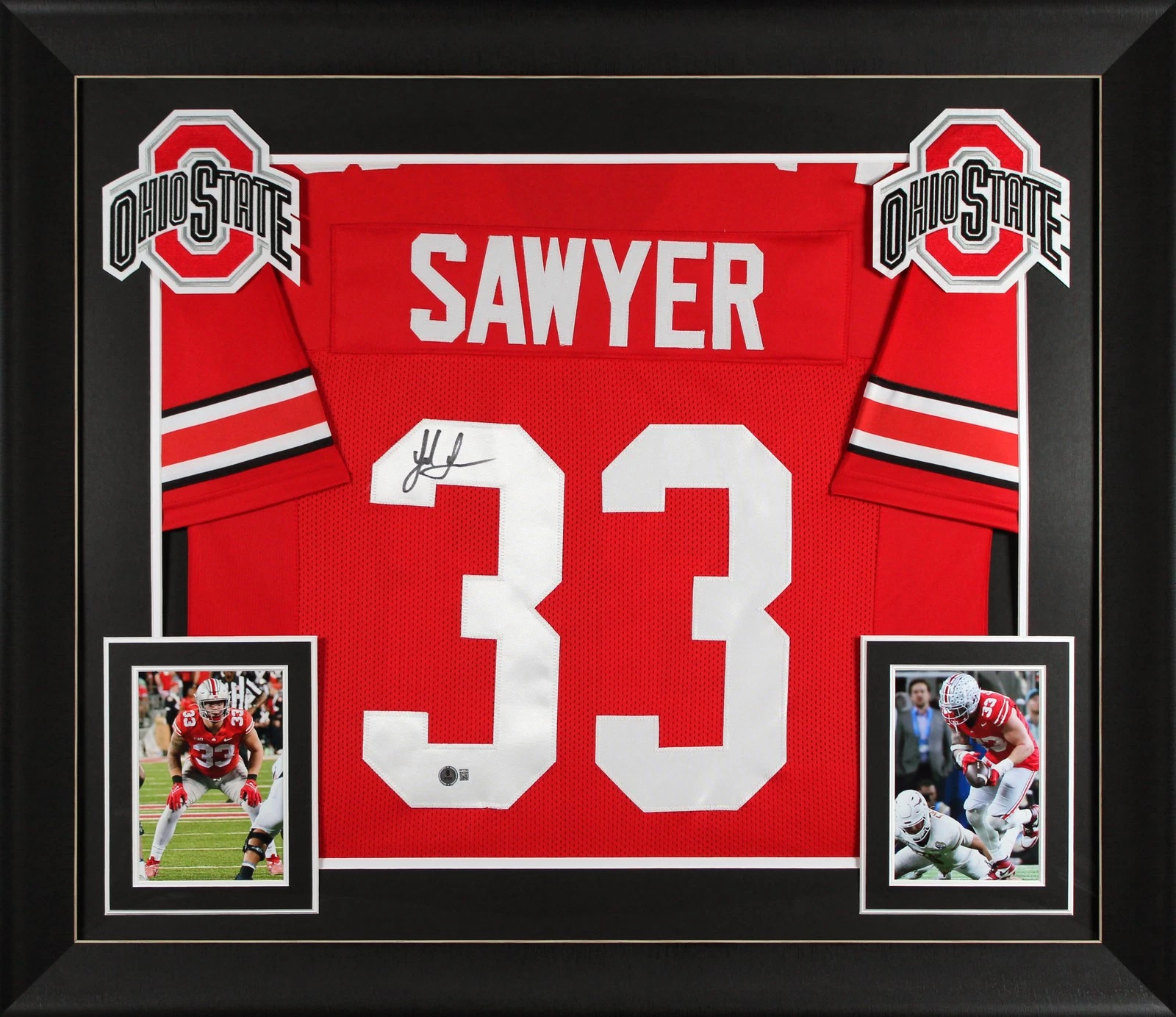 Ohio State Jack Sawyer Authentic Signed Red Pro Style Framed Jersey BAS 2