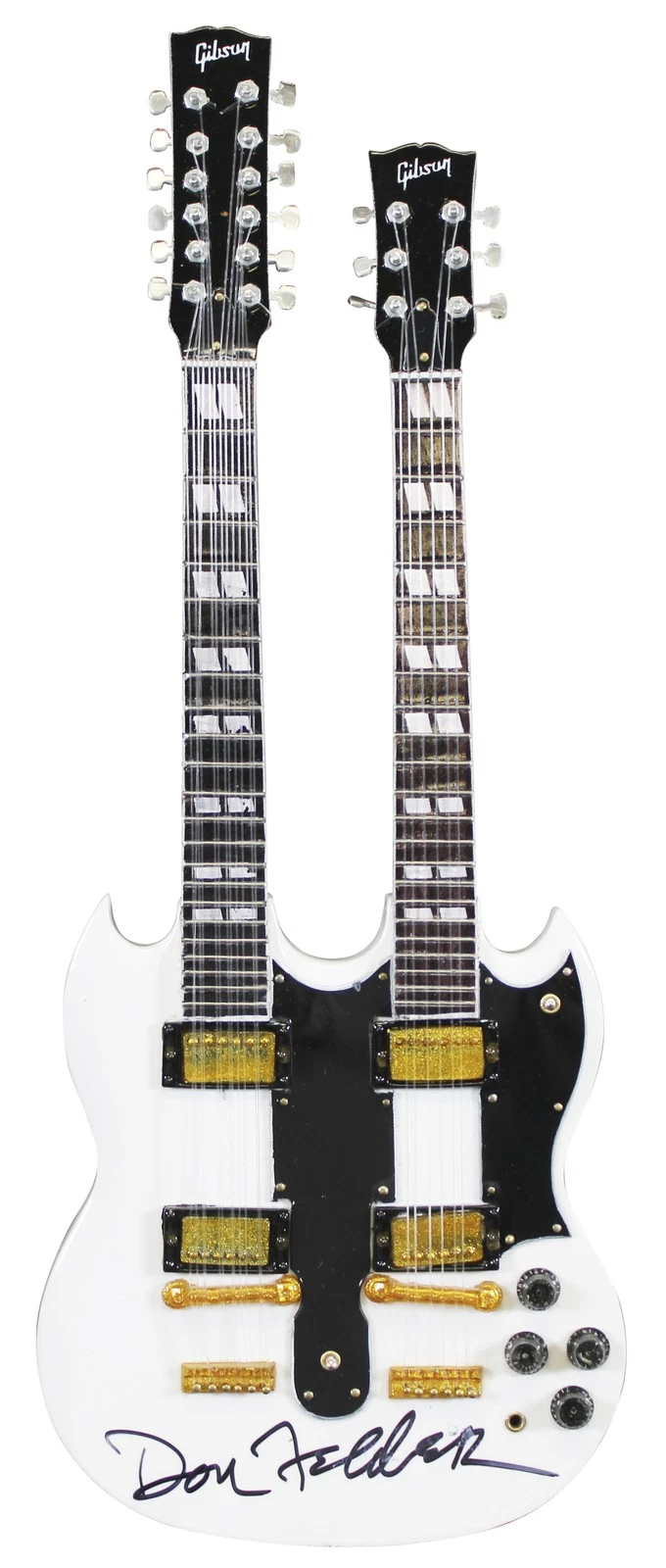 Don Felder The Eagles Signed White Mini Double Neck Gibson Guitar JSA #AR41275