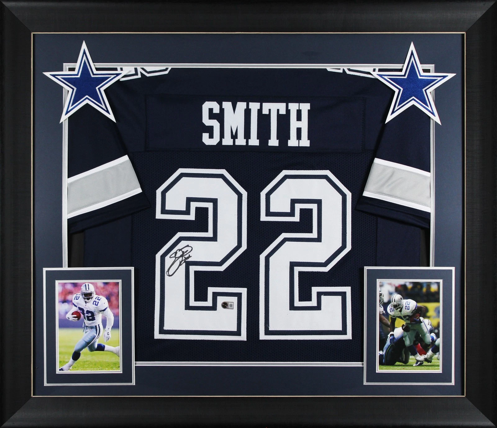 Emmitt Smith Authentic Signed Navy Pro Style Framed Jersey BAS Witnessed 2