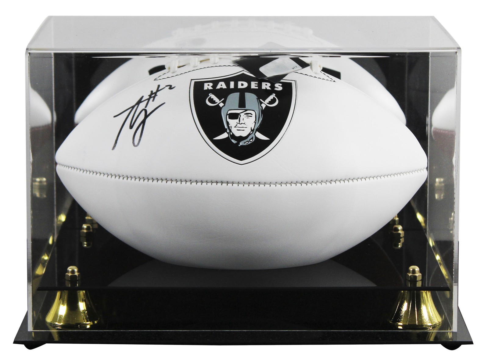Raiders Ashton Jeanty Signed Franklin White Panel Logo Football W/ Case BAS Wit