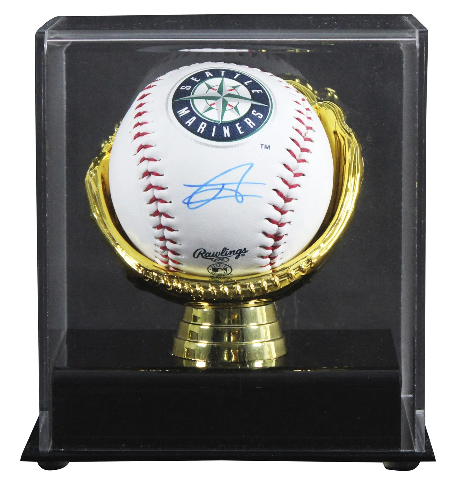 Mariners Julio Rodriguez Signed Seattle Mariners Logo Baseball W/ Case BAS