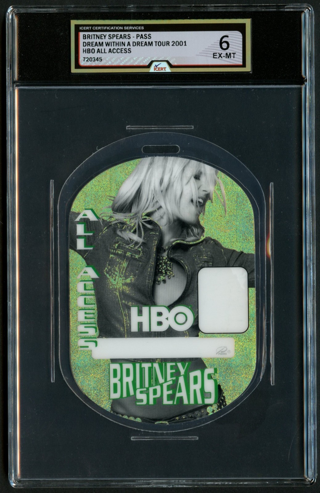 Britney Spears Dream W/in a Dream Tour All Access Pass Laminate Grade 6 iCERT