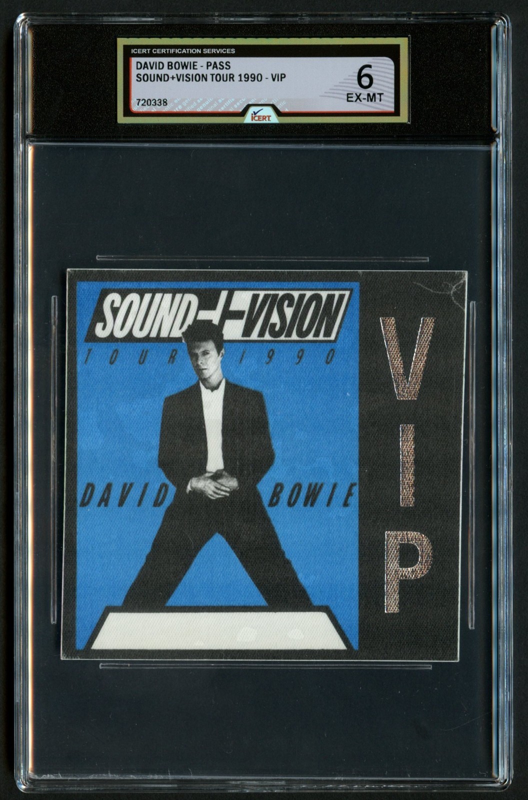 David Bowie Sound + Vision 1990 Tour VIP Pass Grade 6 iCERT Slabbed