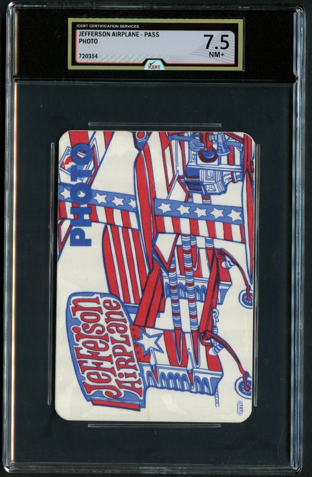 Jefferson Airplane Concert Tour Backstage Pass Grade 7.5 iCERT Slabbed