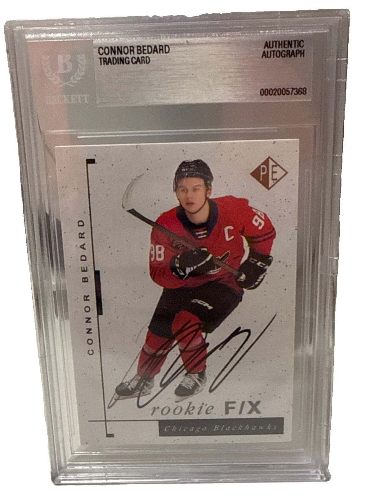 CONNOR BEDARD signed Chicago Blackhawks Prospects Edge 2023 RC Card Beckett