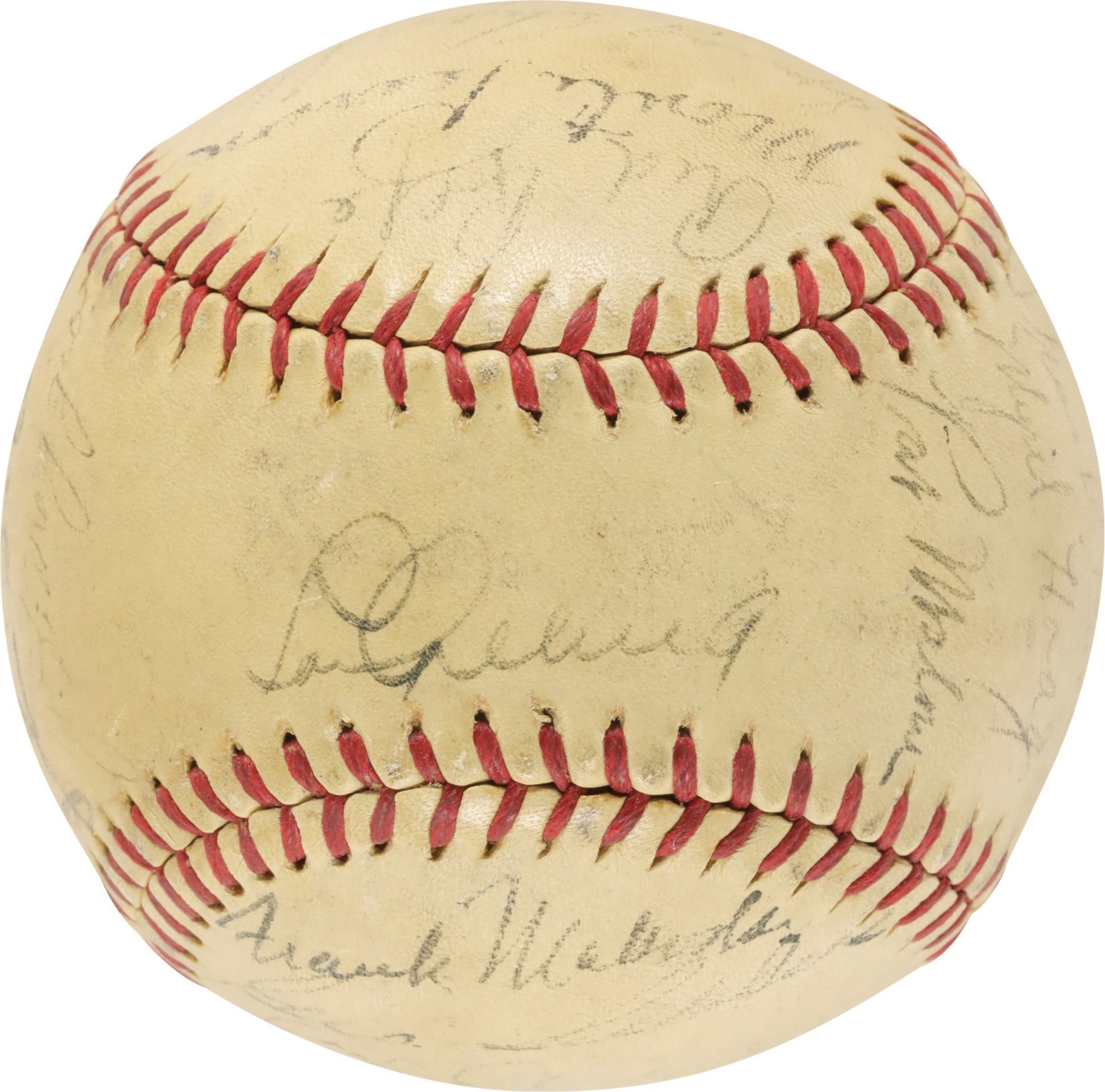 1936 New York Yankees World Series Champs Team Signed Baseball Lou Gehrig PSA