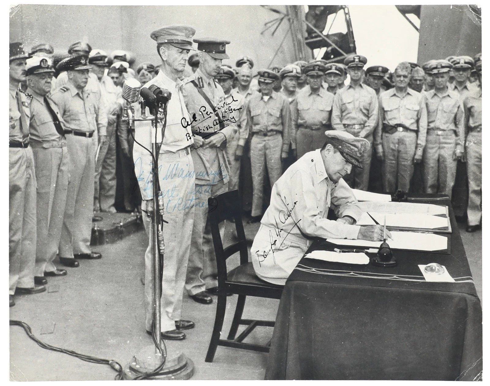 Generals Douglas MacArthur Japanese Surrender World War 2 Signed Photo PSA DNA