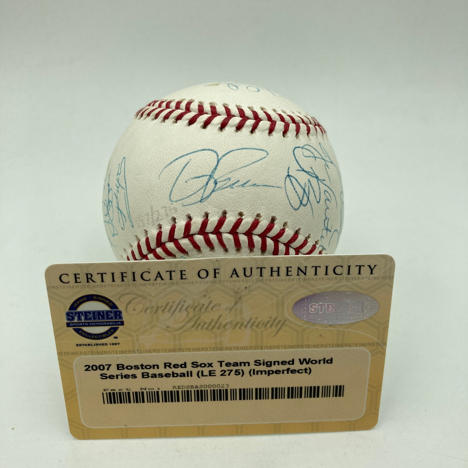 2007 Boston Red Sox World Series Champs Team Signed W.S. Baseball Steiner COA