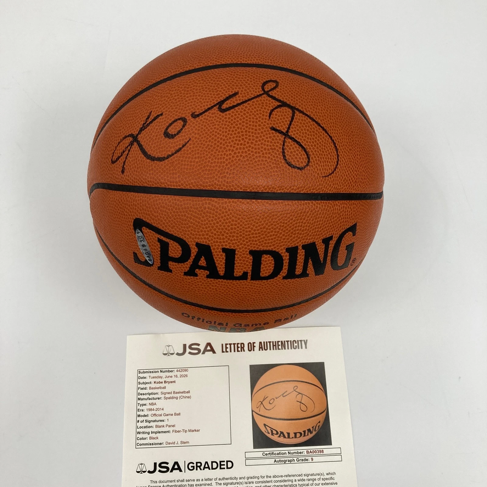 Kobe Bryant Signed Spalding Official Game Basketball Upper Deck JSA 9 MINT & UDA