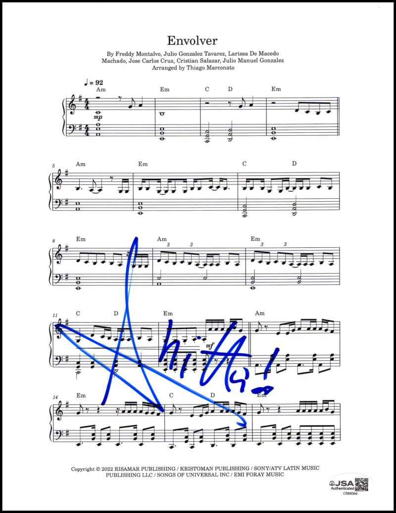 Anitta Signed Autograph Envolver Sheet Music - Sexy Brazilian Singer JSA COA