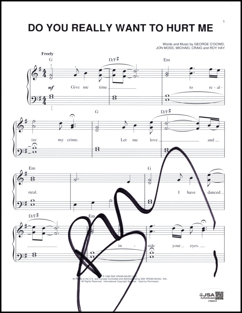 Boy George Culture Signed Autograph Do You Really Want Hurt Me Sheet Music - JSA