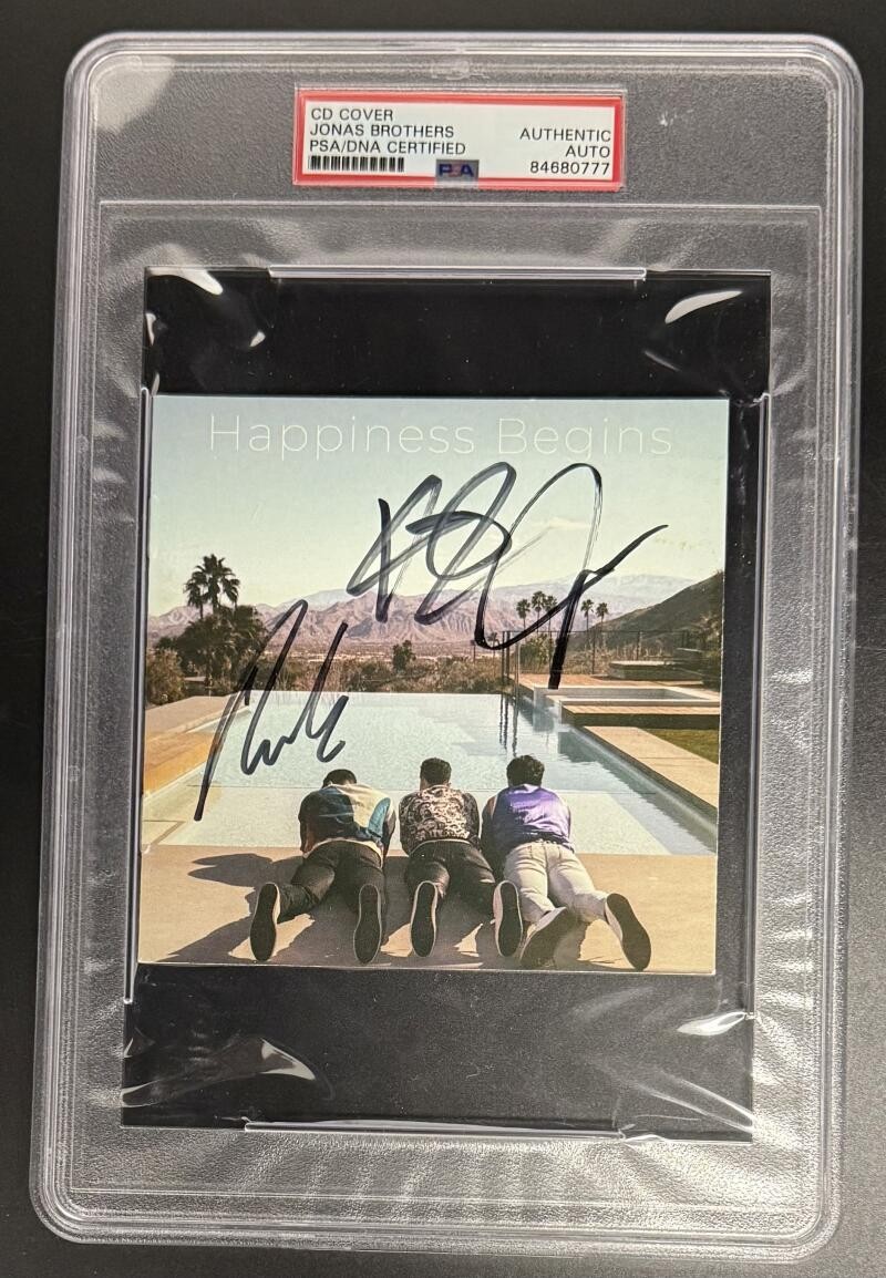Jonas Brothers Signed Autograph PSA/DNA Slabbed Happiness Begins CD Cover COA