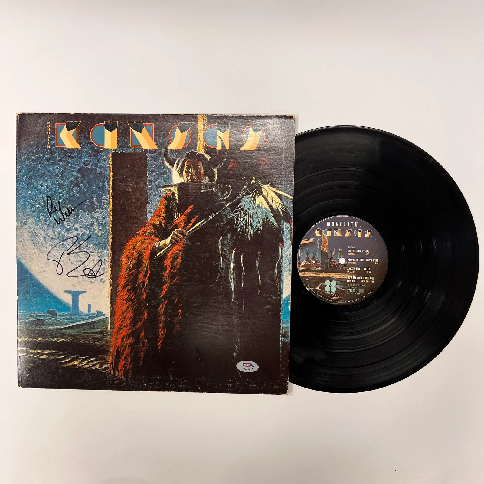 Phil Ehart and Richard Williams of Kansas Signed Monolith Vinyl Album PSA
