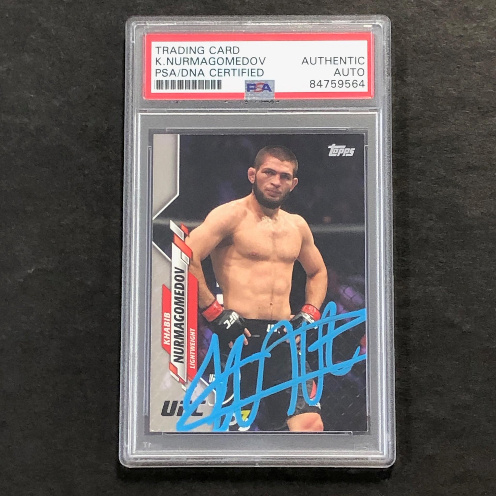 2020 UFC Topps #69 Khabib Nurmagomedov Signed Card AUTO 10 PSA Slabbed