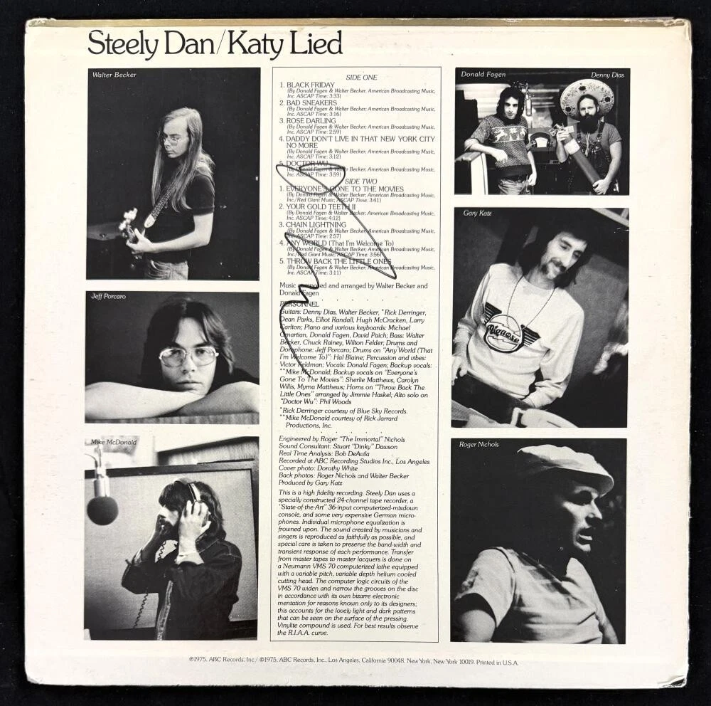 Donald Fagen Signed Autograph Steely Dan Katy Lied Album Record w/ Beckett COA