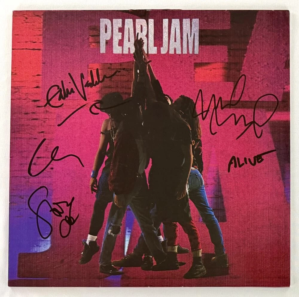 Pearl Jam Signed Autograph Album Record Eddie Vedder Wave Sketch +3 Beckett COA