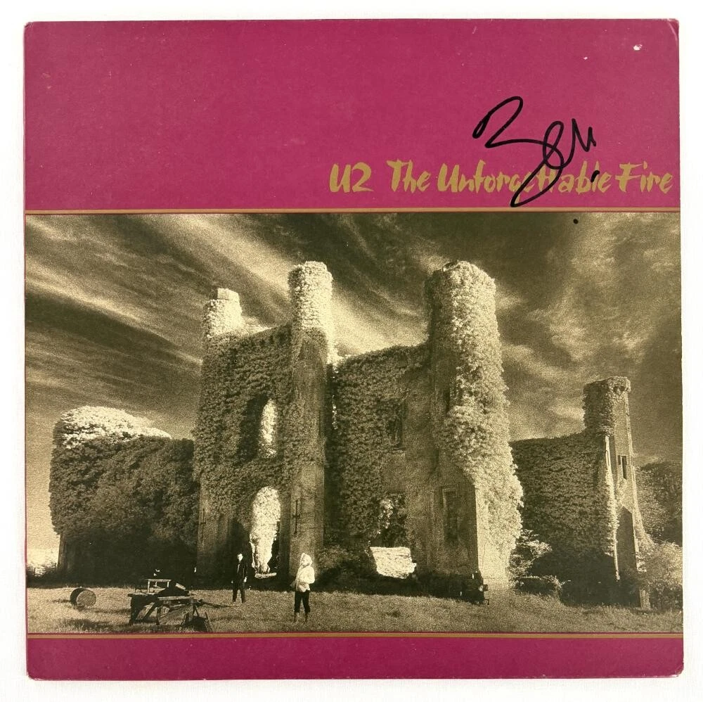 Bono U2 Signed Autograph The Unforgettable Fire Album Record w/ Beckett COA