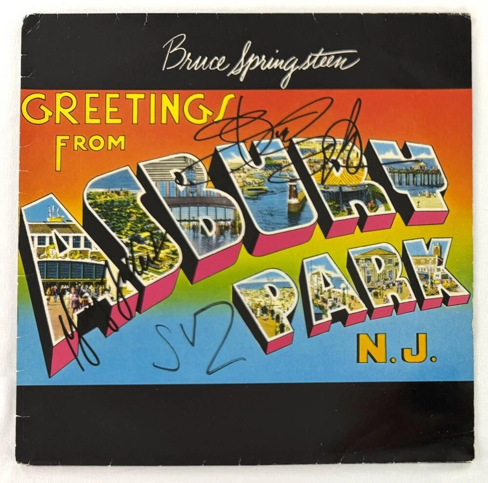 Bruce Springsteen +2 Signed Autograph Greetings from Asbury Park w/ Beckett COA