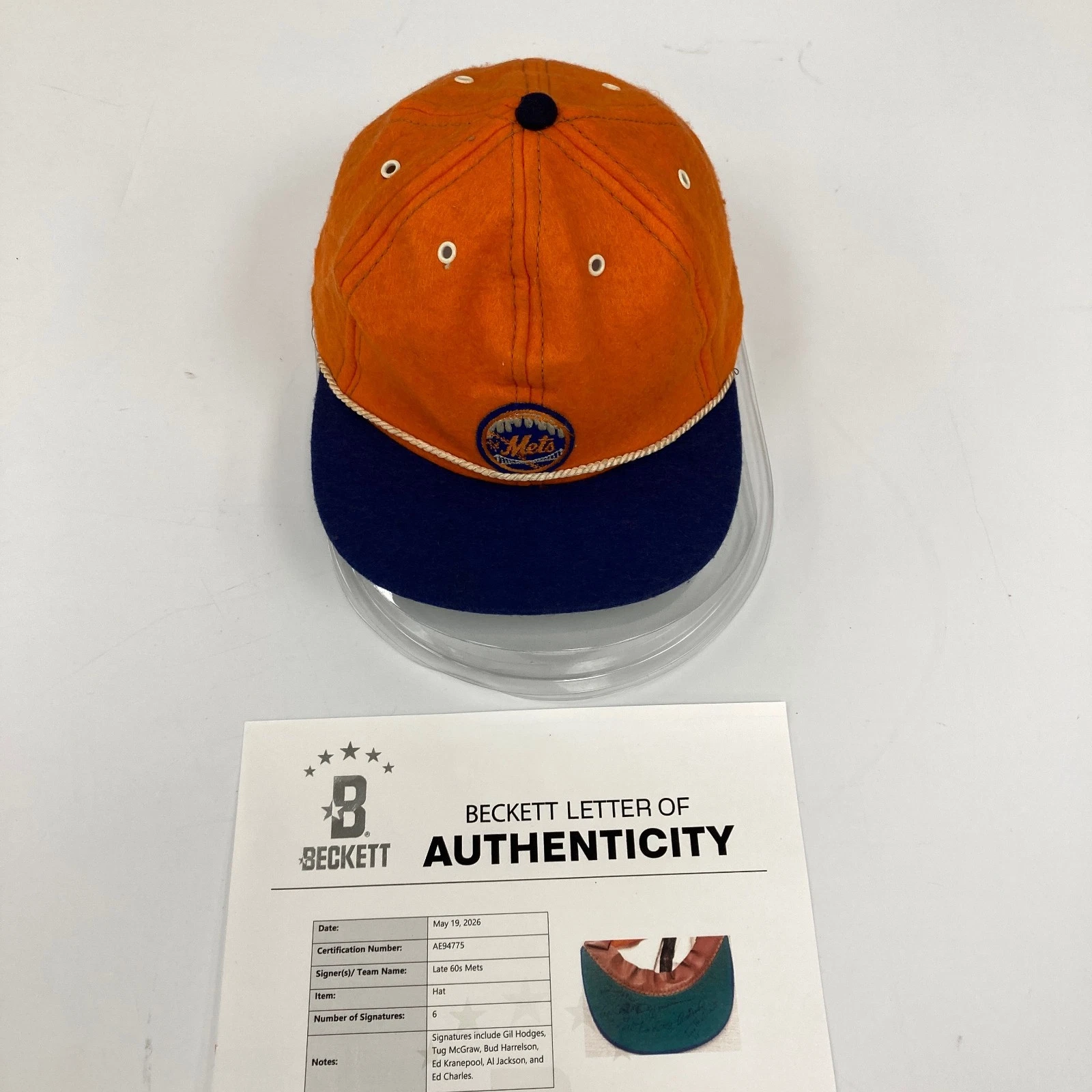 Gil Hodges New York Mets Legends Multi Signed 1960's Hat Cap Beckett COA
