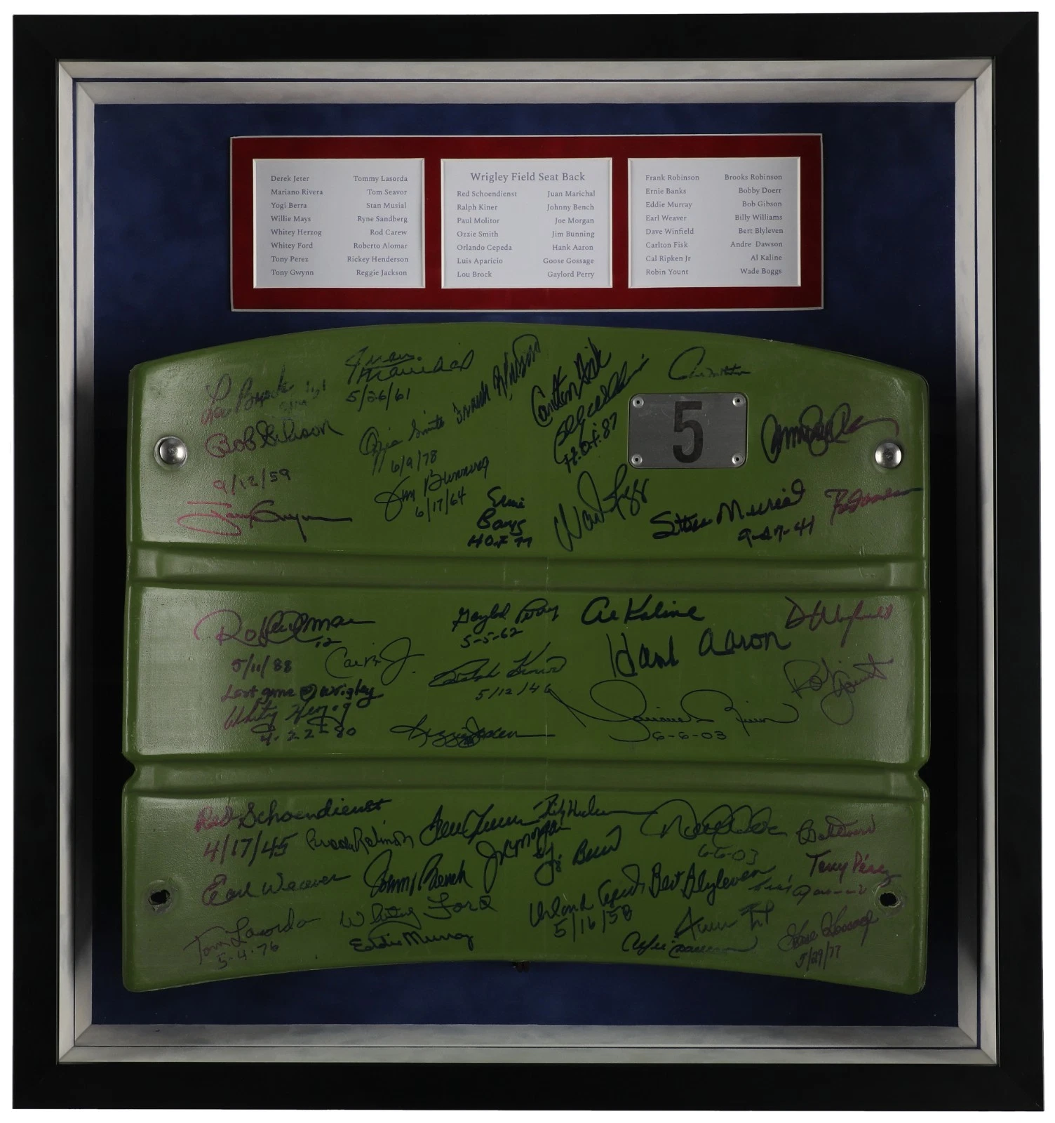 The Finest Hall Of Fame Multi Signed Wrigley Field Seatback 50 Sigs! Steiner COA