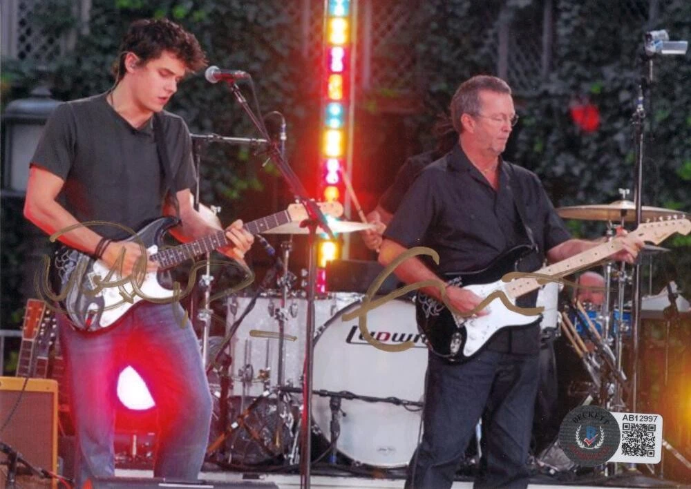 Eric Clapton & John Mayer Signed Autograph 5x7 Photo - Guitar Gods Beckett COA