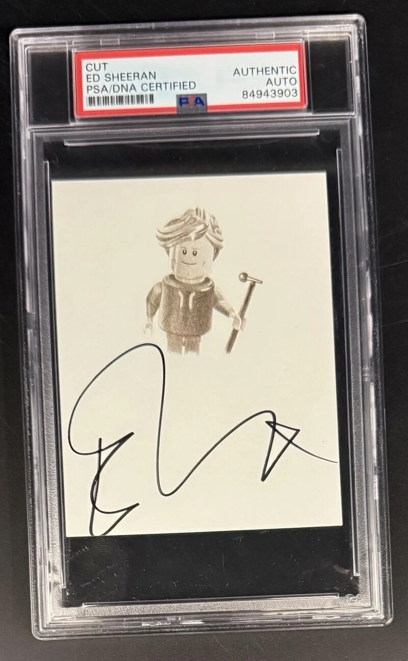 Ed Sheeran Signed Autograph PSA/DNA COA Slabbed Full Signature Cut Card D