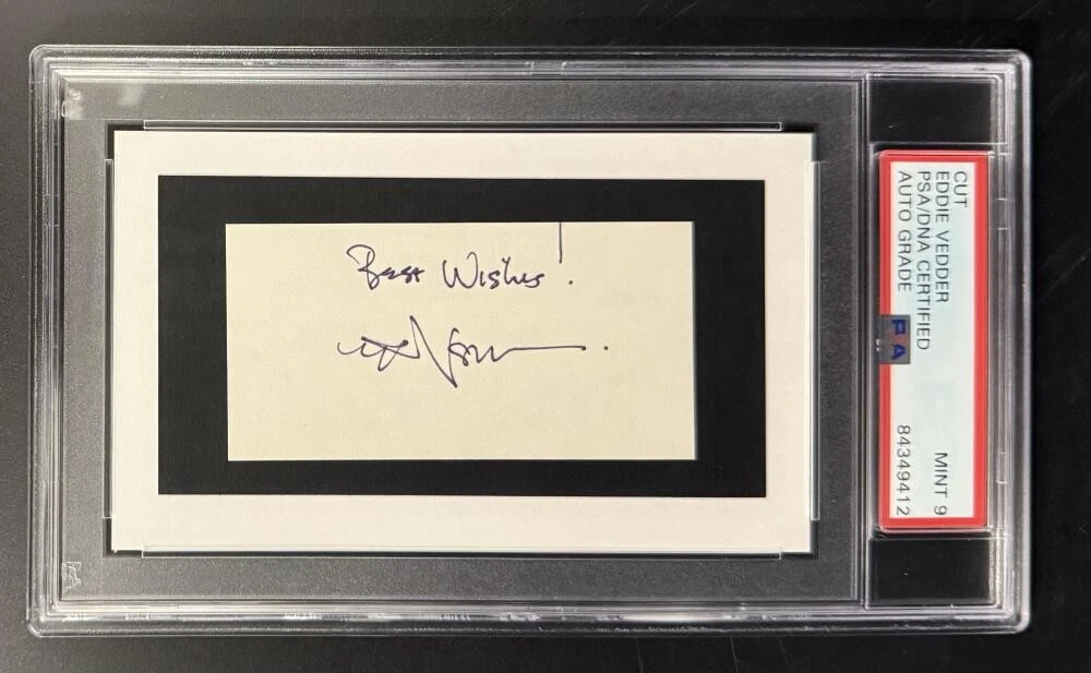 Eddie Vedder Signed Autograph PSA/DNA COA Slabbed Pearl Jam Cut Mint 9 Card