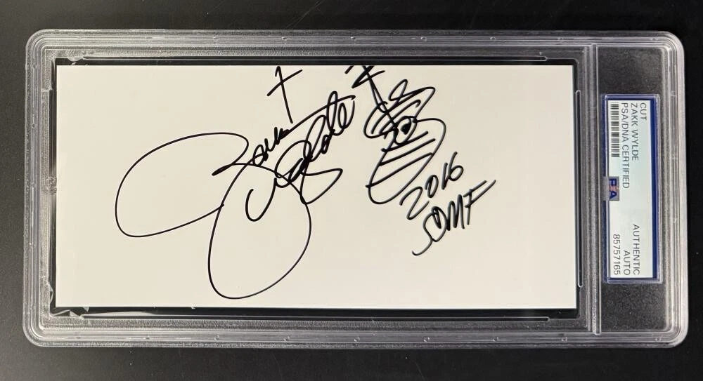 Zakk Wylde Signed Autograph Full Vintage Signature Cut Card Sketch PSA/DNA COA