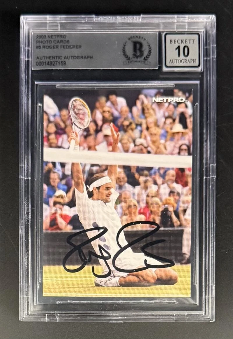 Roger Federer Signed Autograph Beckett COA Slab 2003 Netpro Photo Trading Card