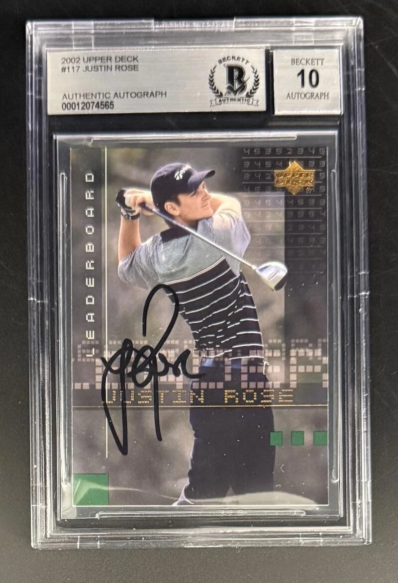 Justin Rose Signed Autograph Beckett COA Slab Upper Deck 2002 Trading Card 10
