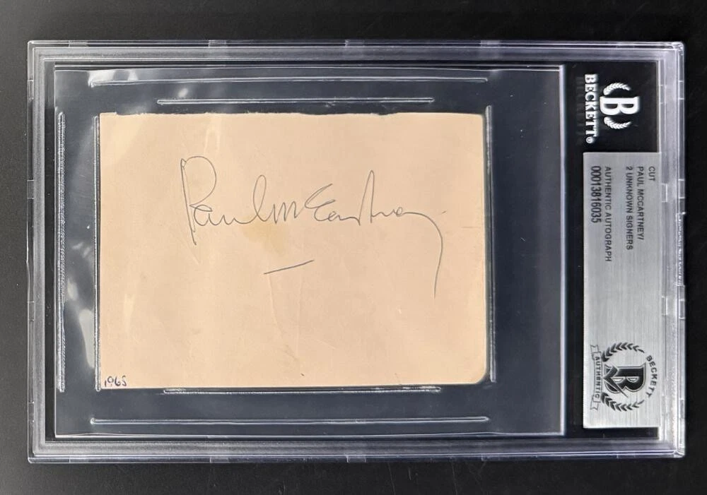 Paul McCartney Beatles Signed Autograph Beckett Slabbed 1965 Vintage Signature