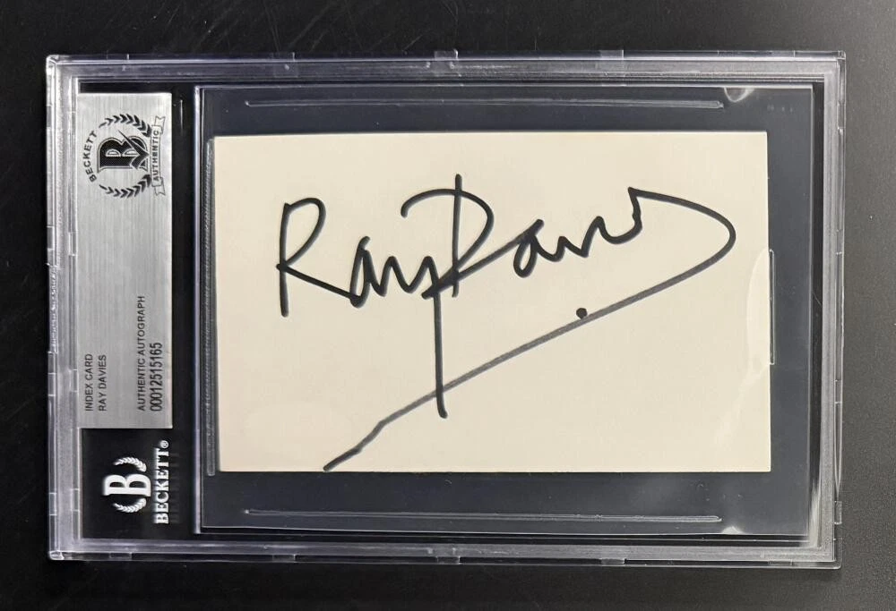 Ray Davies Kinks Signed Autograph Beckett COA Slabbed Cut Signature Note Card