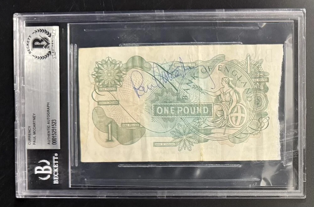 Paul McCartney Beatles Signed Autograph Beckett COA Slabbed Rare One Pound Note