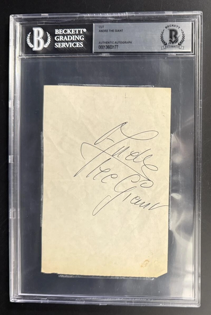 Andre The Giant Signed Autograph Beckett Slabbed Full Signature - WWF Wrestling
