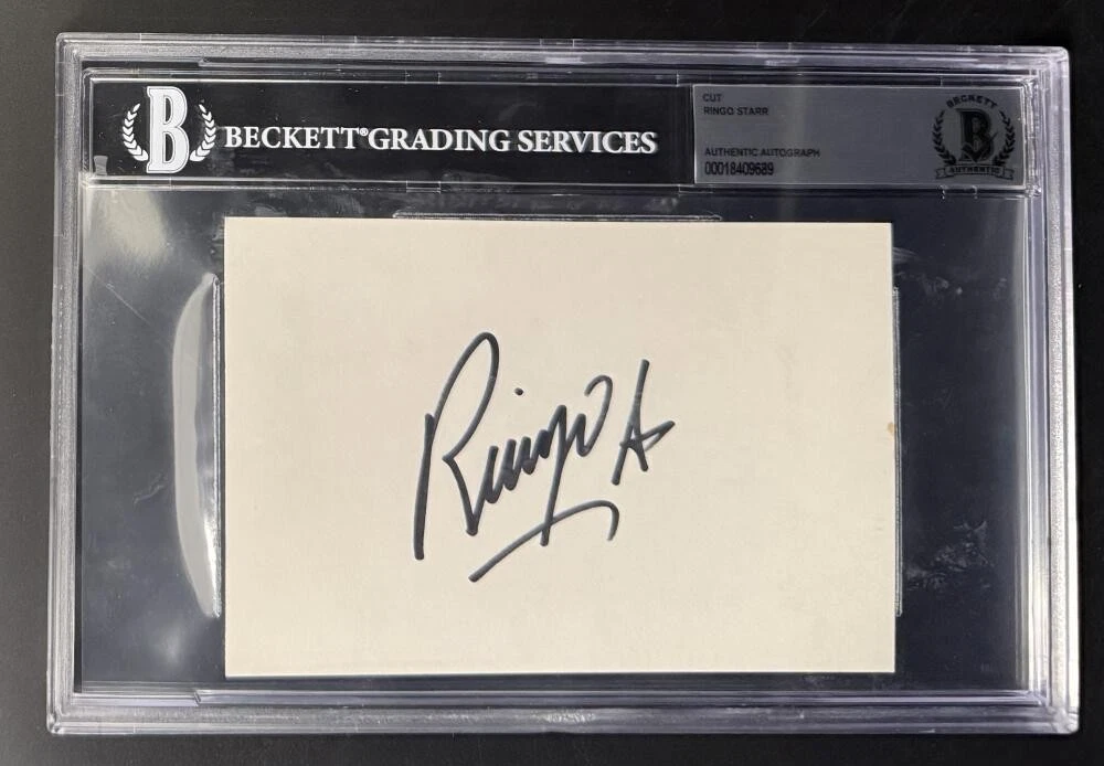 Ringo Starr Beatles Drummer Signed Autograph Beckett COA Slab Cut Card Signature
