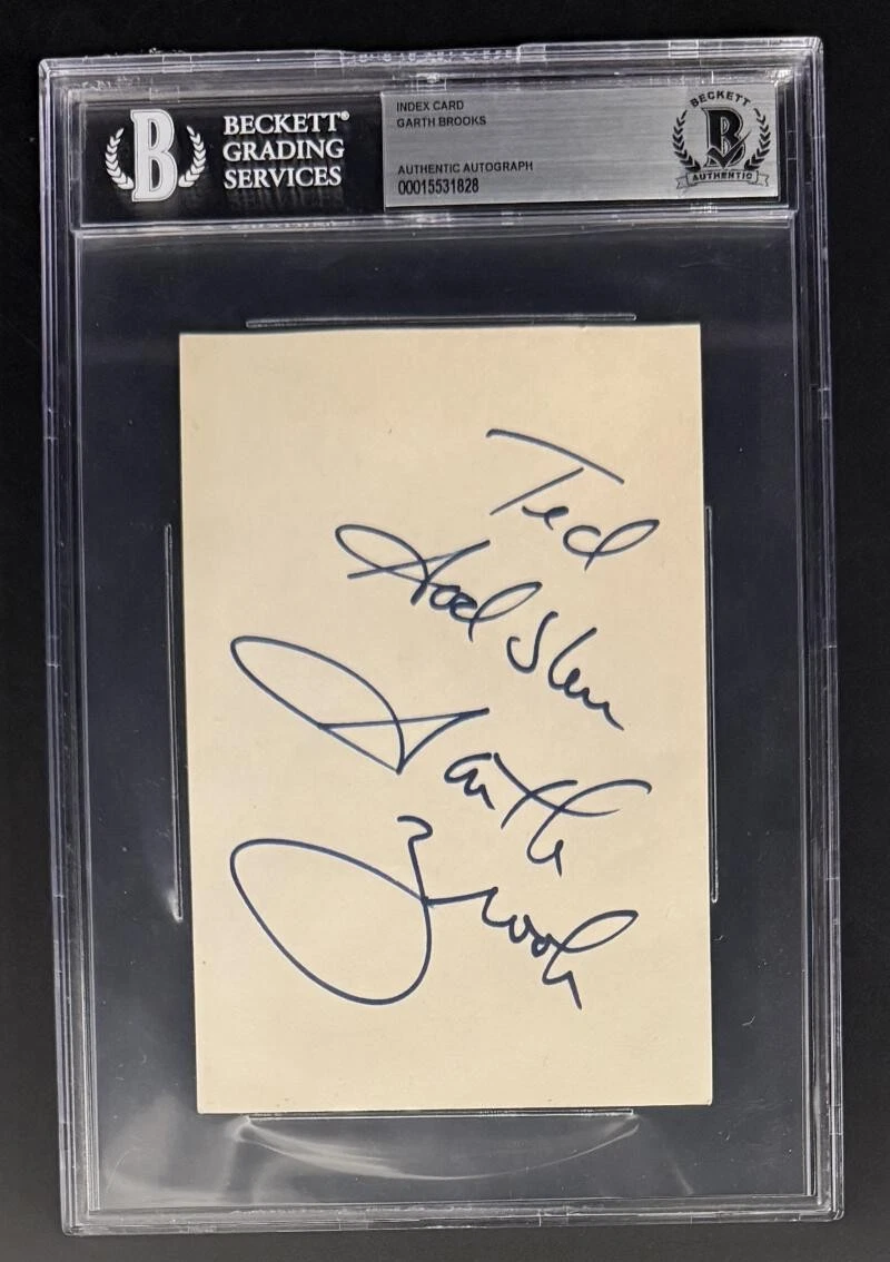Garth Brooks Signed Autograph Beckett COA Slabbed Cut Card God Bless Signature