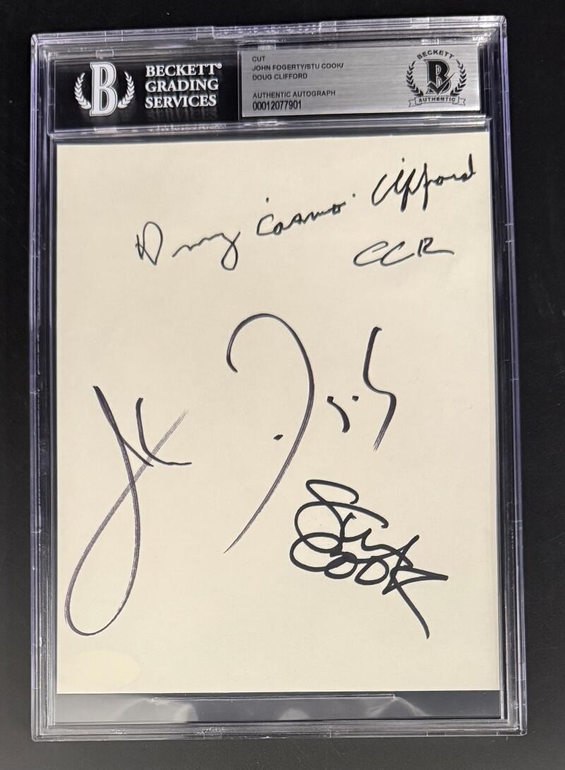 Creedence Clearwater Revival Signed Beckett COA Slabbed Card - John Fogerty +2