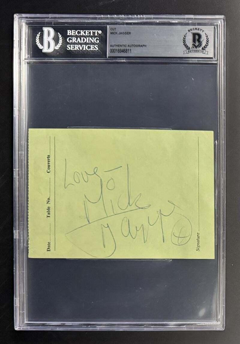 Mick Jagger Rolling Stones Signed Autograph Slabbed Vintage Full Signature