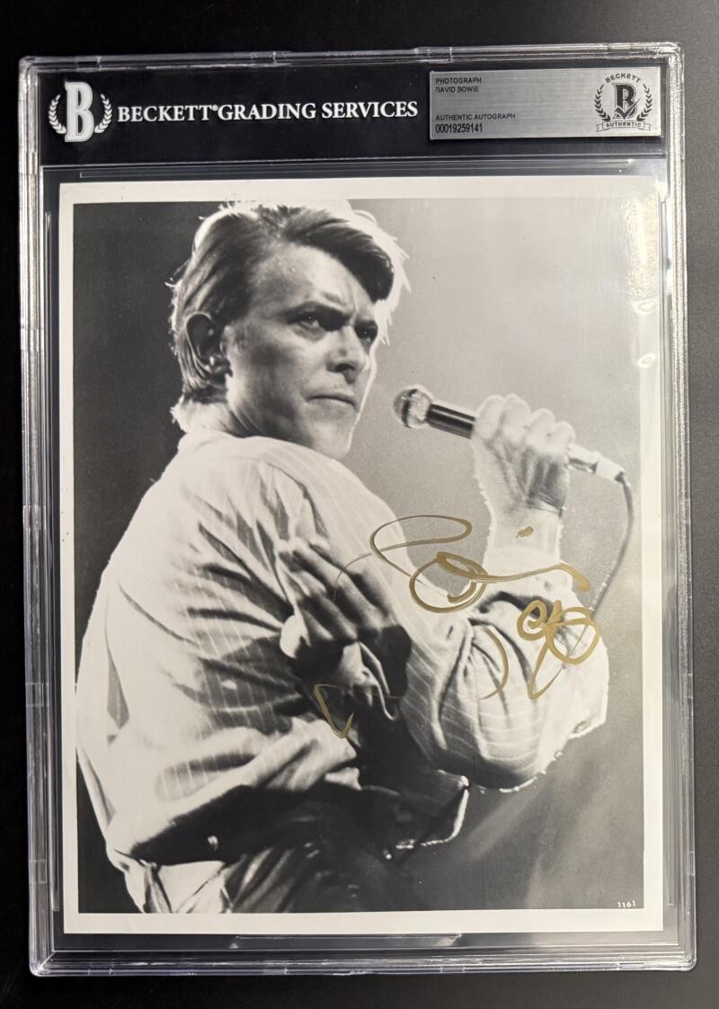 David Bowie Extremely Rare Promo Signed Autograph Beckett COA Slab Photo Print