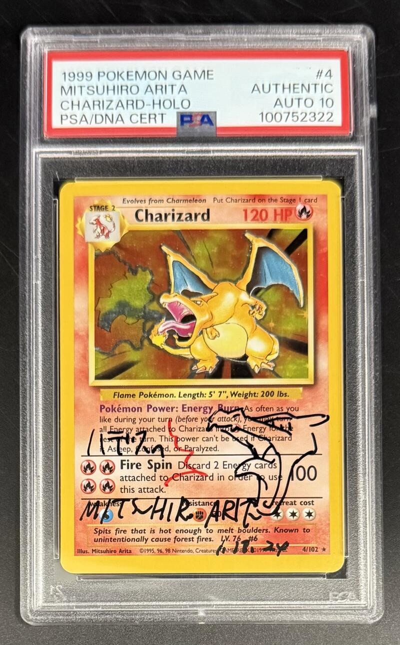Mitsuhiro Arita Signed Autograph PSA/DNA Pokemon Holo Charizard - Sketch AUTO 10