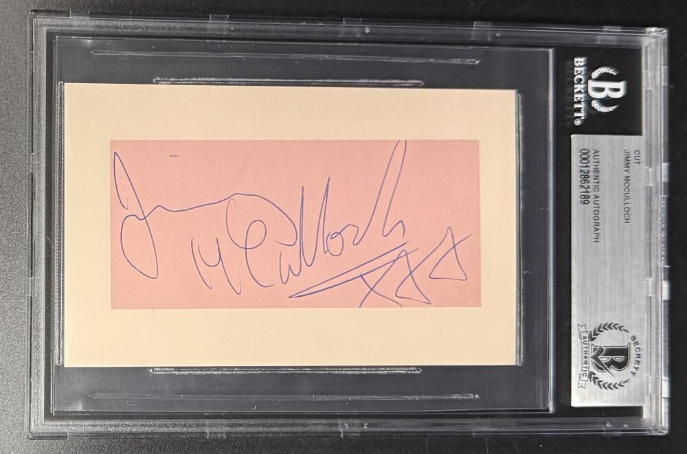 Jimmy McCulloch Signed Autograph Beckett COA Slabbed Cut Card Wings Rare