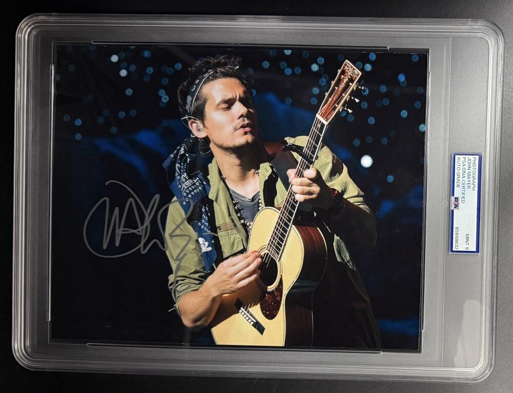 John Mayer Signed Autograph Guitar Stage PSA/DNA COA 8x10 Slabbed Photo MINT 9