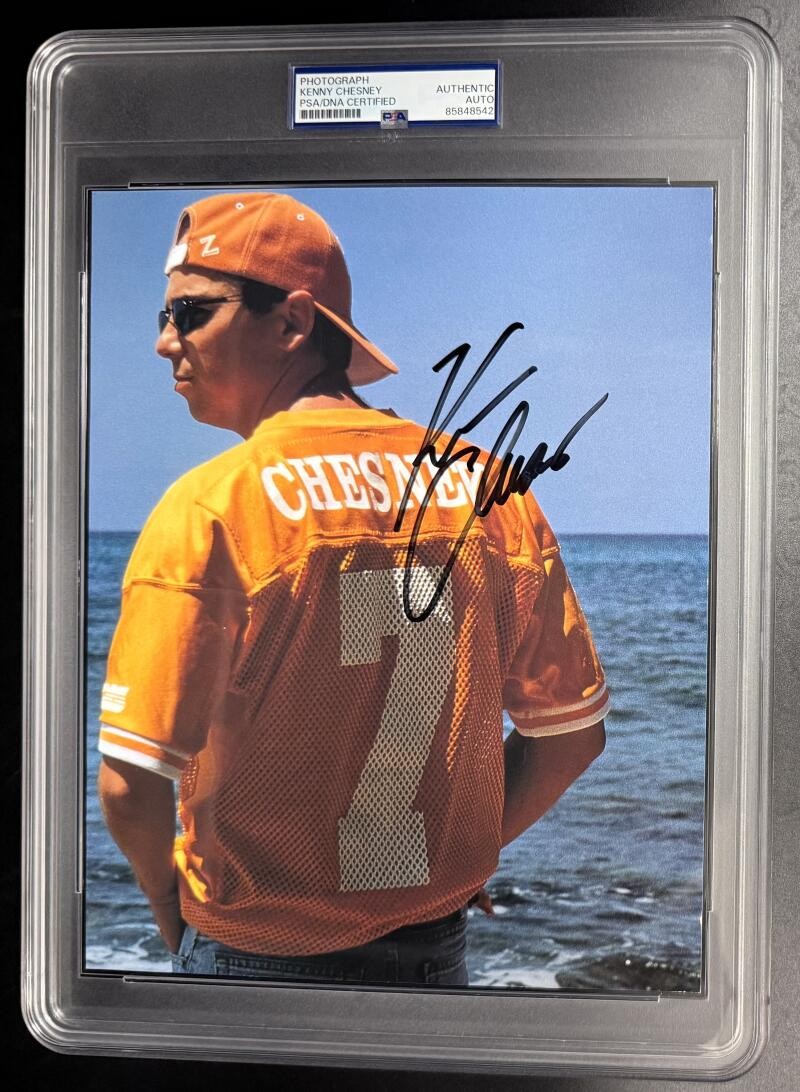 Kenny Chesney Signed Autograph Football Ocean PSA/DNA COA 8x10 Slabbed Photo