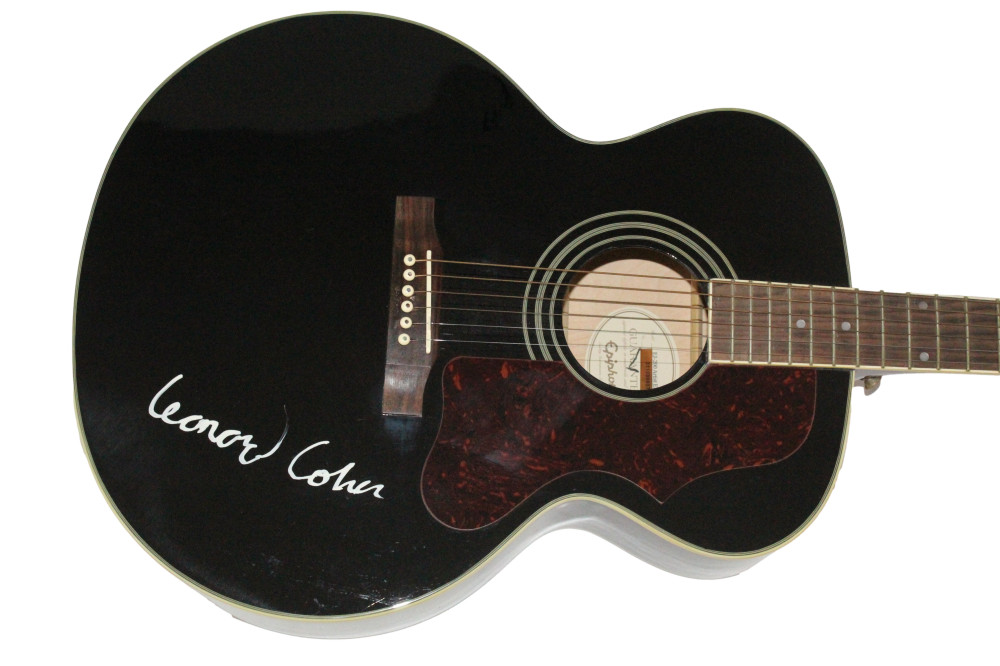 Leonard Cohen Signed Autograph Acoustic Guitar - Hallelujah w/ Beckett COA