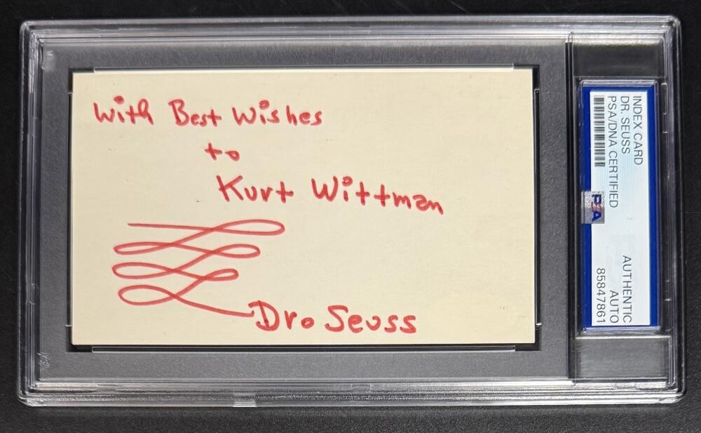 Dr. Seuss Signed Autograph PSA/DNA Encapsulated 3x5 Index Card - Rare!