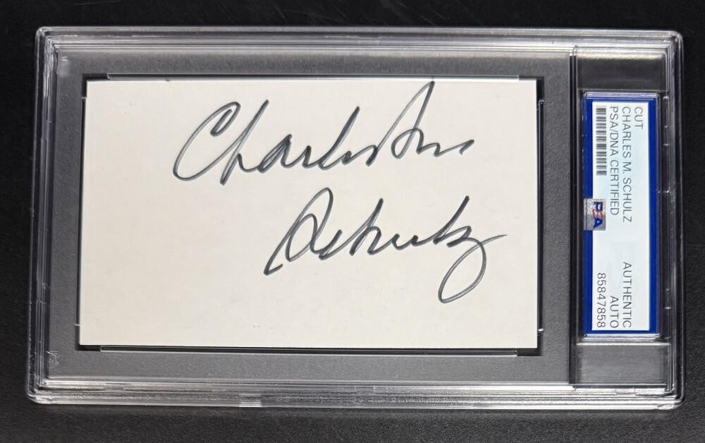 Charles M. Schulz Snoopy Signed Autograph PSA/DNA Slabbed Encapsulated Cut Card
